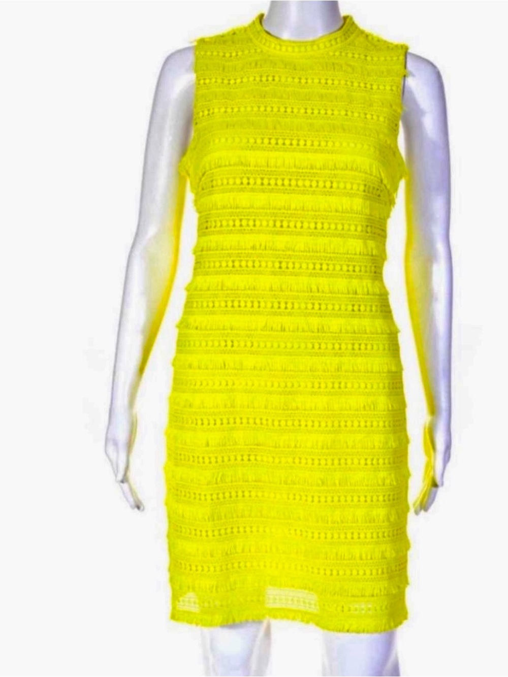 J. Crew Sheath Dress in Yellow Citron Fringe Lace